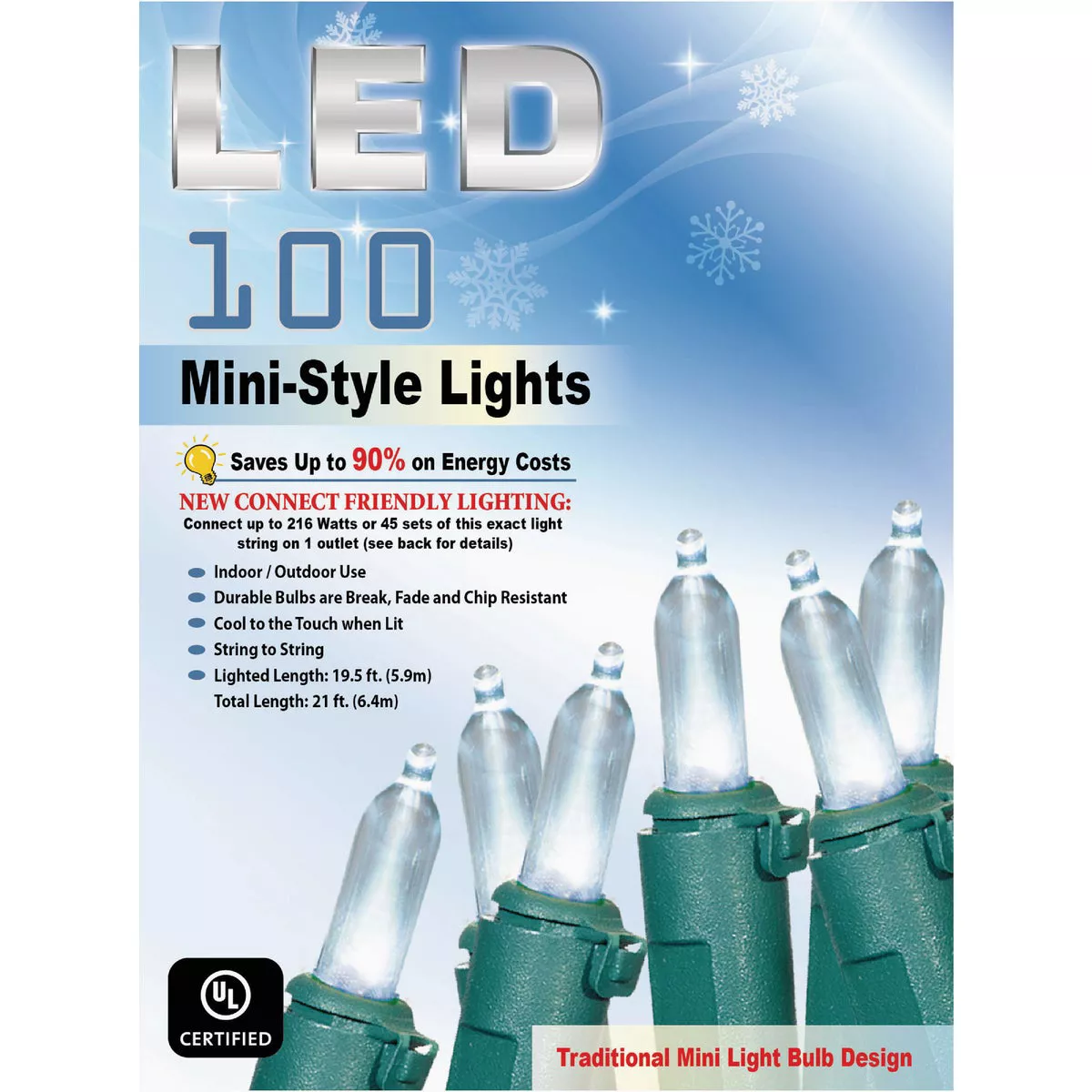 Cool White 100-Bulb Mini Incandescent-Style LED String Light Set with Green Wire - photo 2