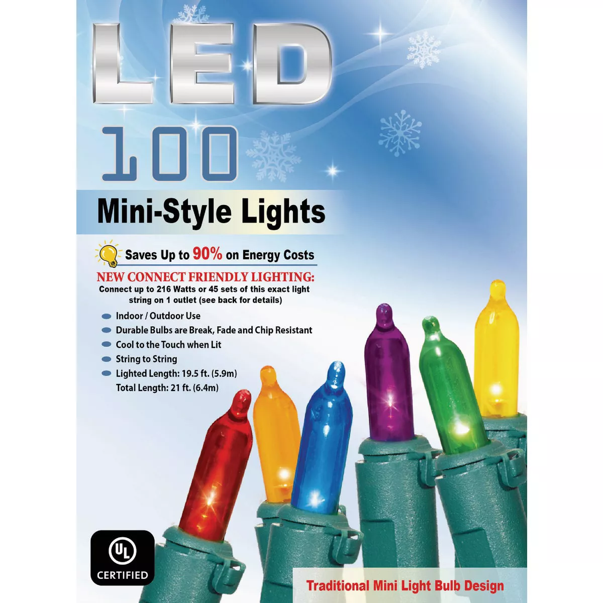 Multi 100-Bulb Mini Incandescent-Style LED String Light Set with Green Wire - photo 2