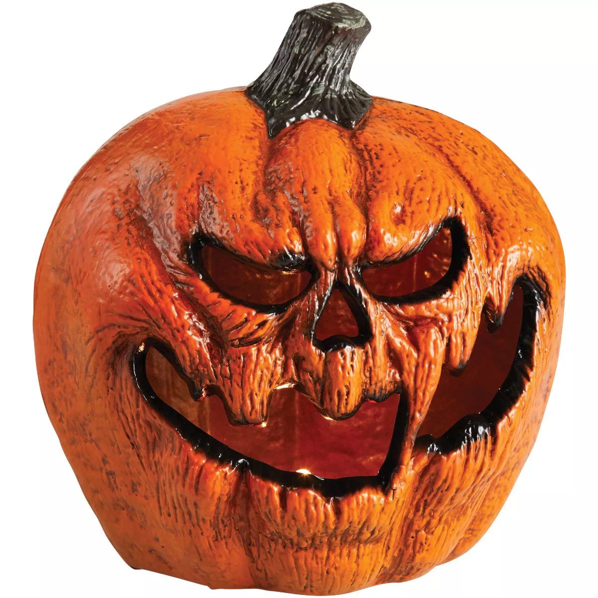 12 In. LED Evil Lighted Pumpkin Halloween Decoration