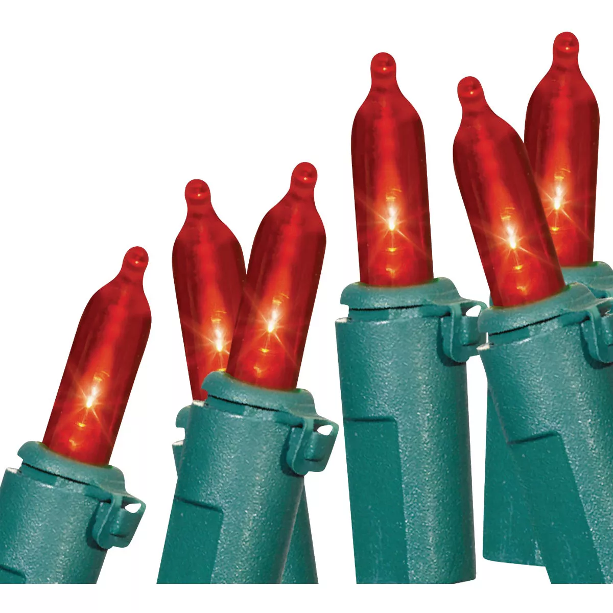 Red 100-Bulb Mini Incandescent-Style LED String Light Set with Green Wire