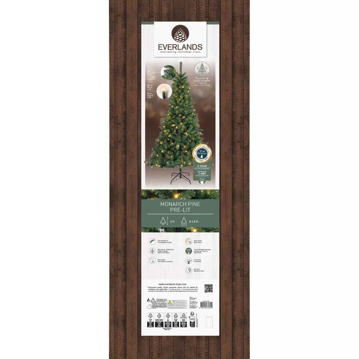 Everlands 6 Ft. Warm White LED Monarch Pine Christmas Tree - photo 2