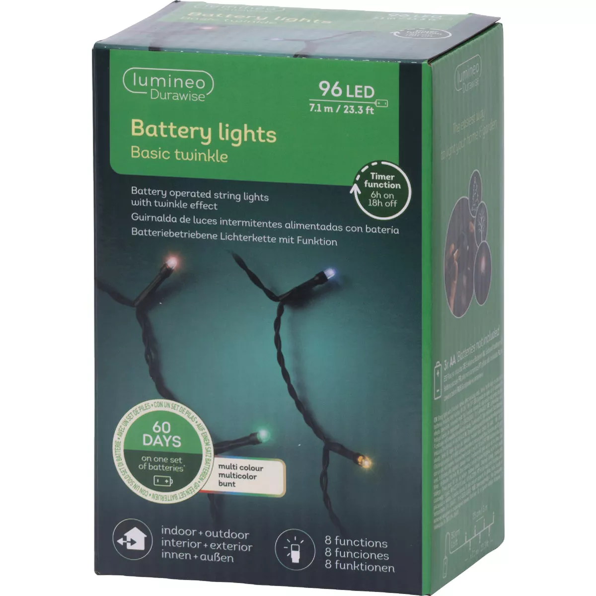 Lumineo Durawise 23.3 Ft. Multi LED Battery Operated Light Set