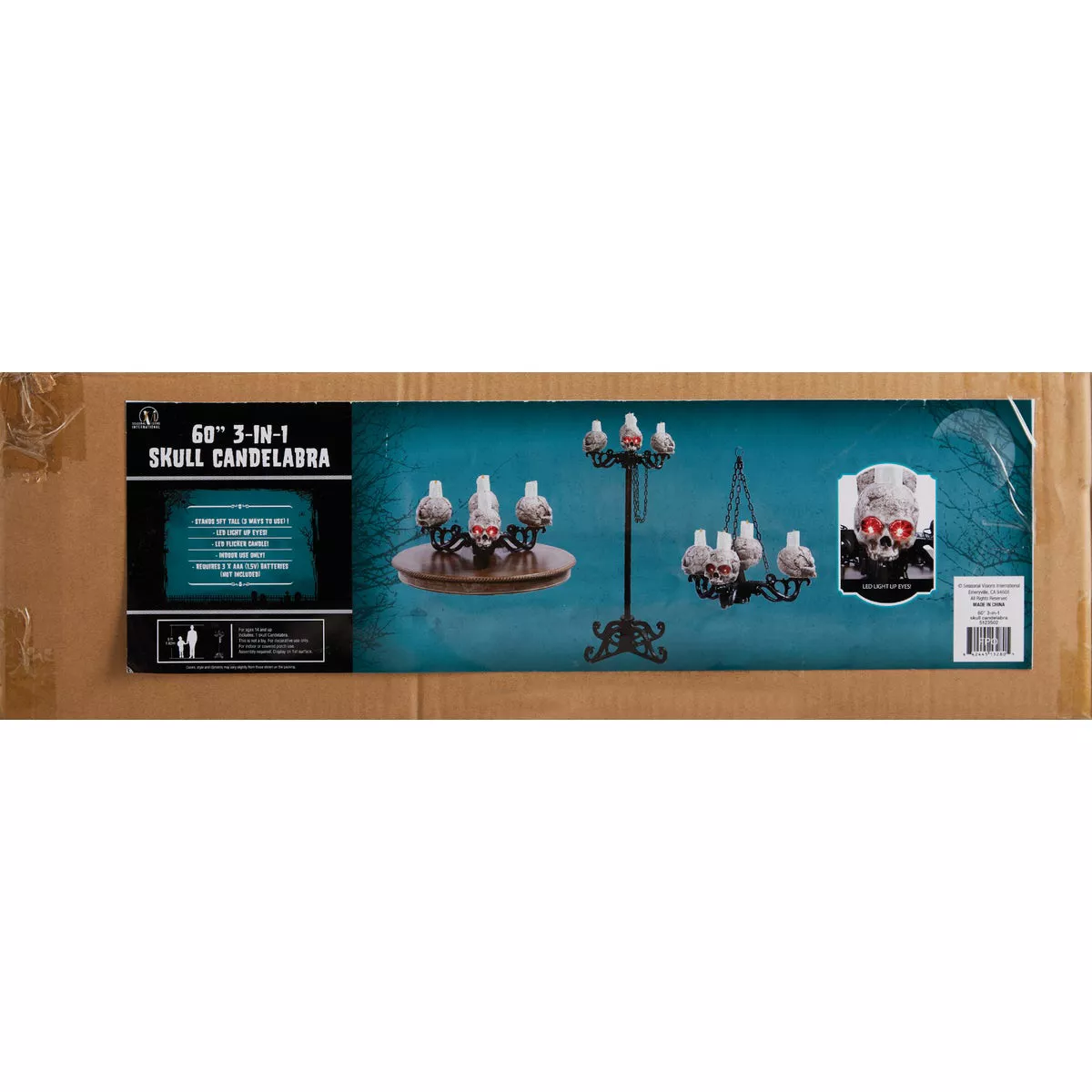 60 In. LED 3-In-1 Skull Candelabra Halloween Decoration - photo 2