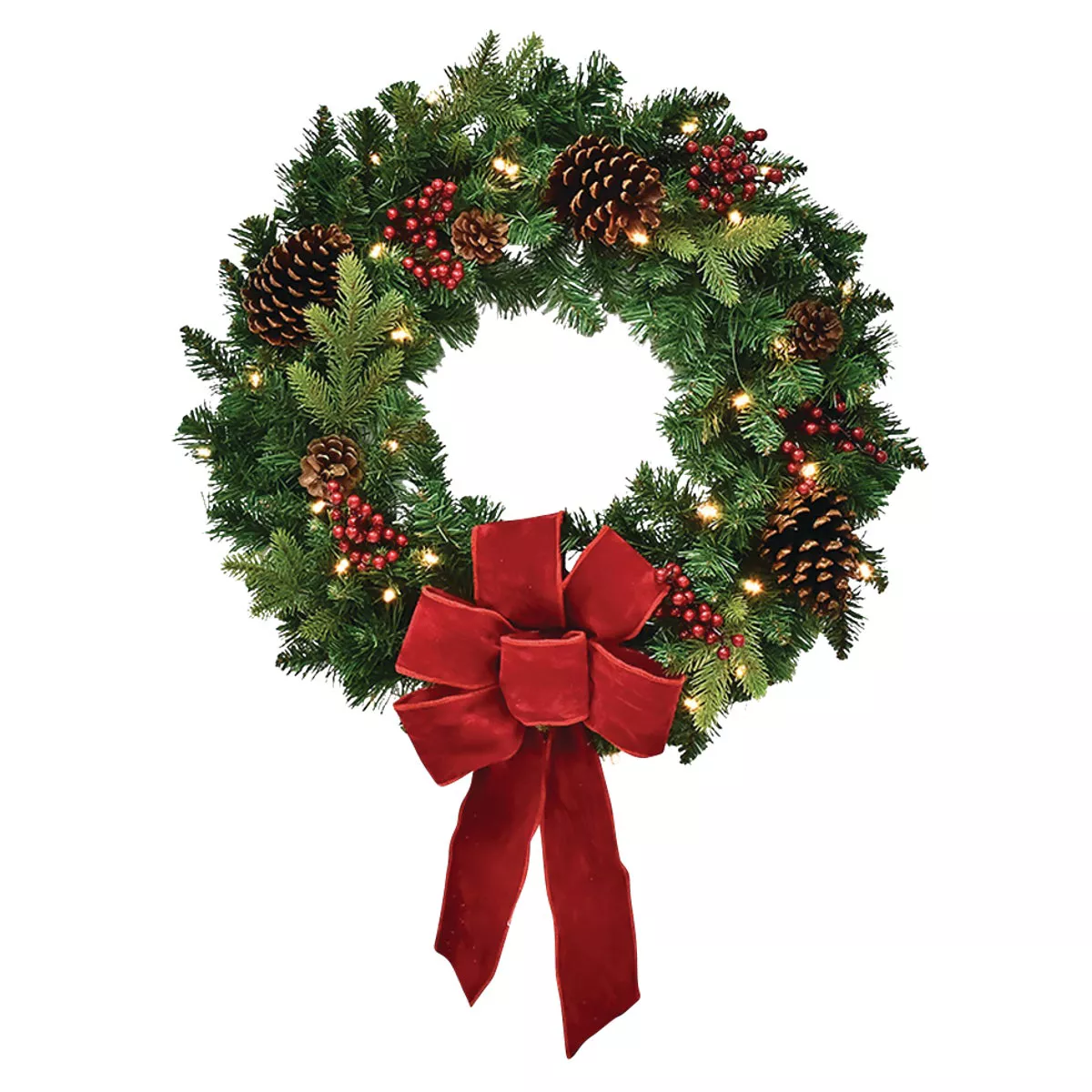 Genevieve 24 In. 35-Bulb Warm White LED Prelit Wreath