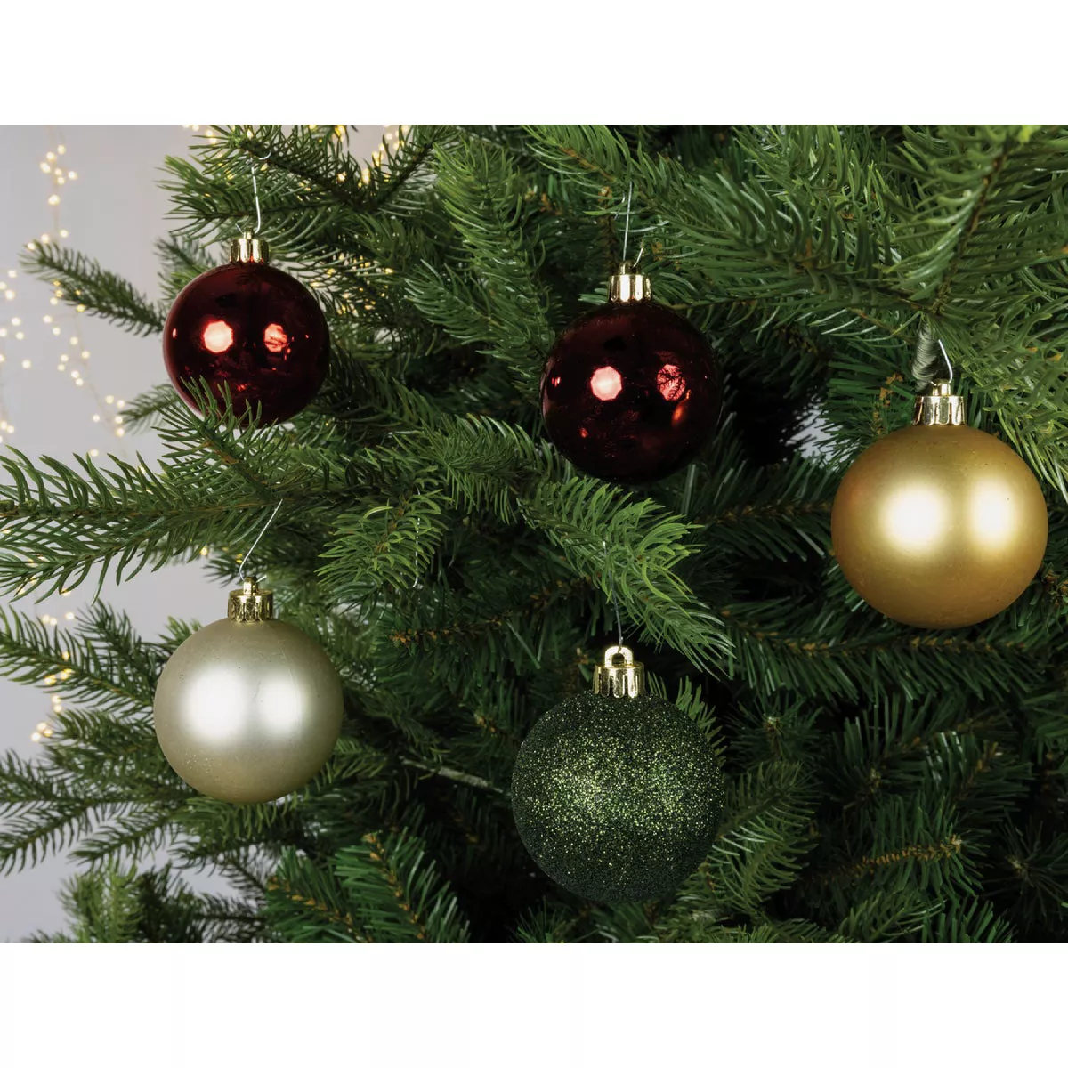 Decoris 2.4 In. Shatterproof Red/Green/Gold Bauble Christmas Ornament (30-Pack) - photo 3