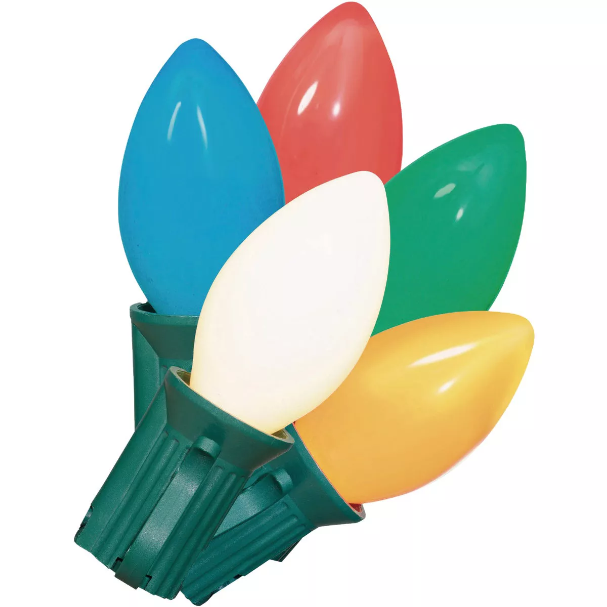 Ceramic Multi 25-Bulb C7 Incandescent String Light Set with Green Wire