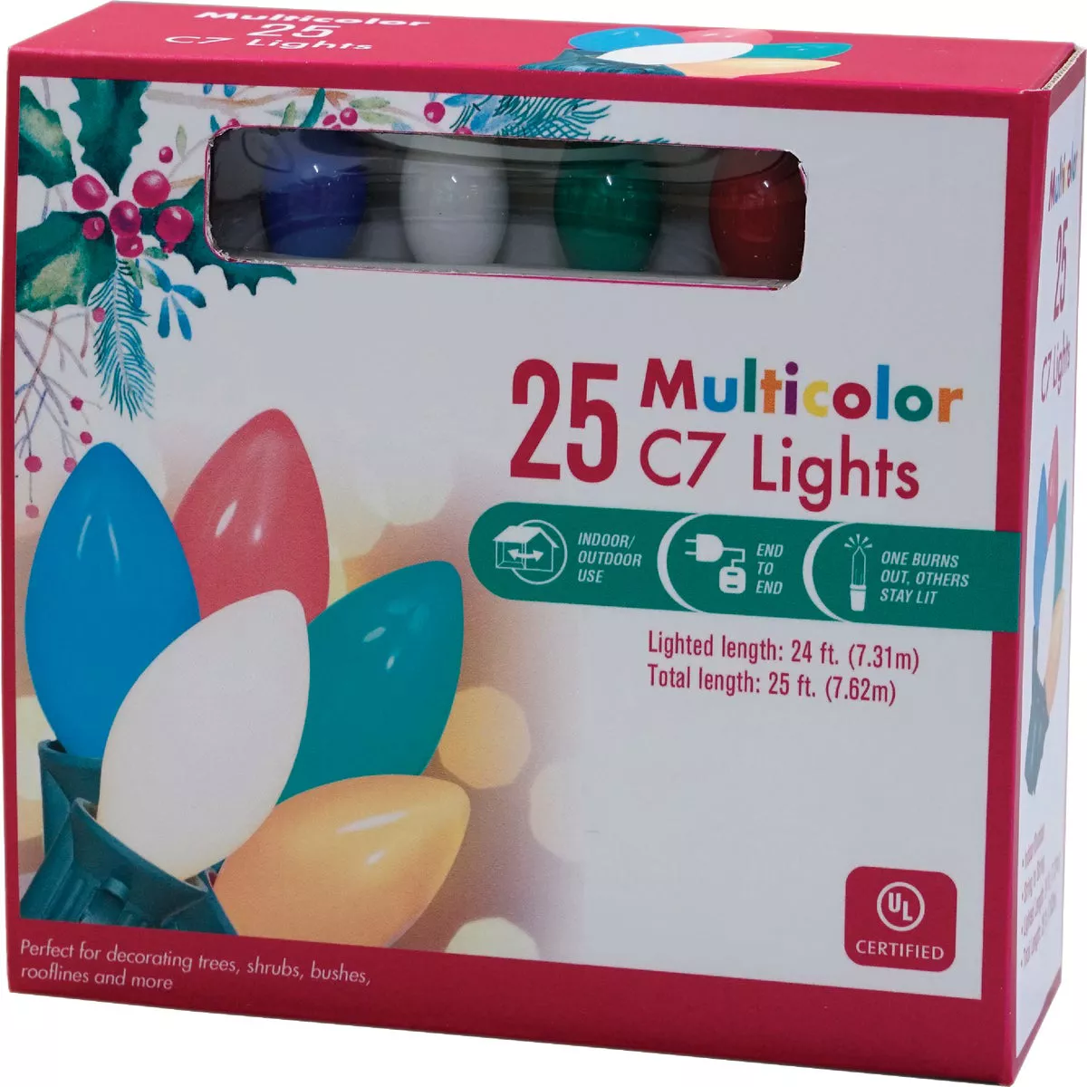 Ceramic Multi 25-Bulb C7 Incandescent String Light Set with Green Wire - photo 2