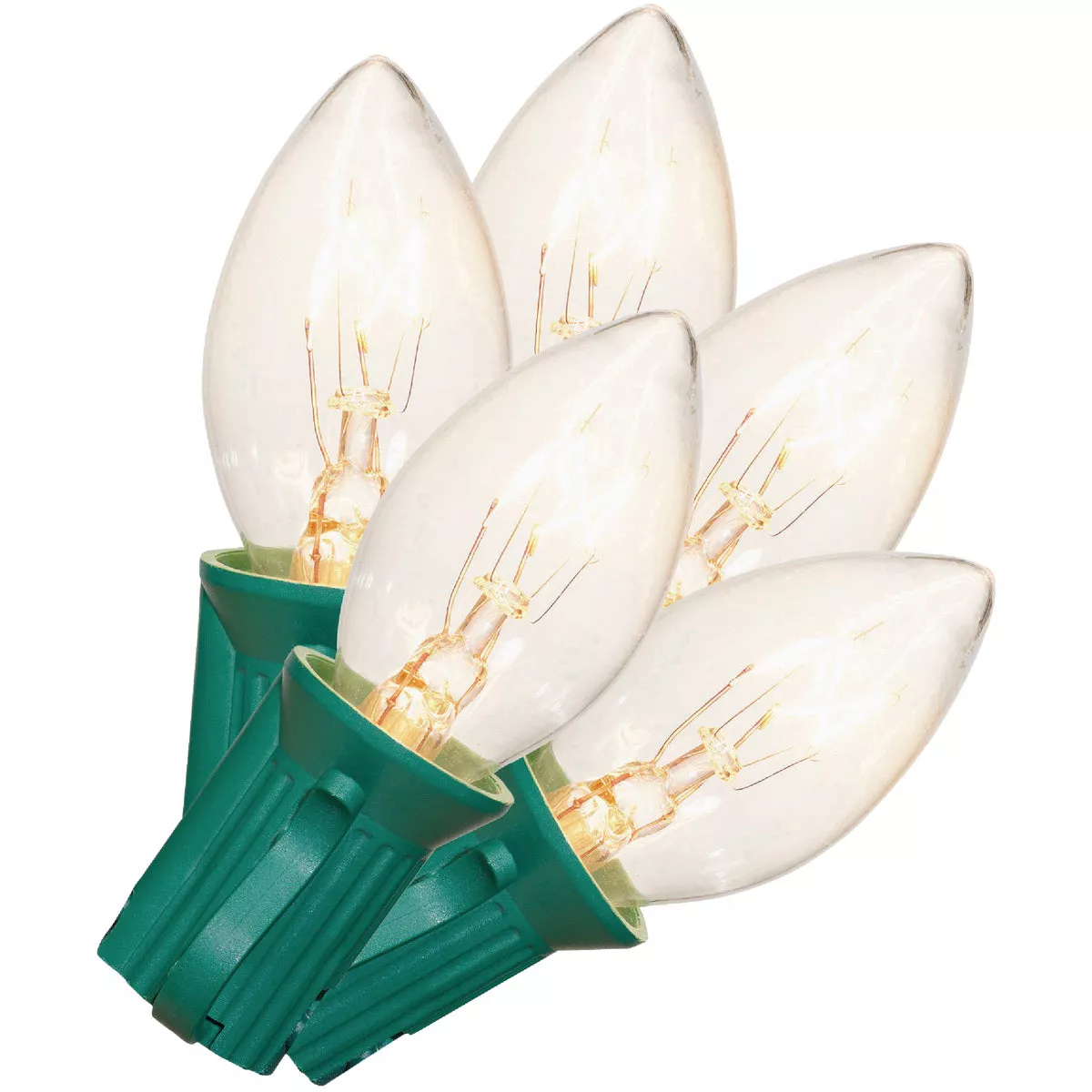 Clear 25-Bulb C7 Incandescent String Light Set with Green Wire