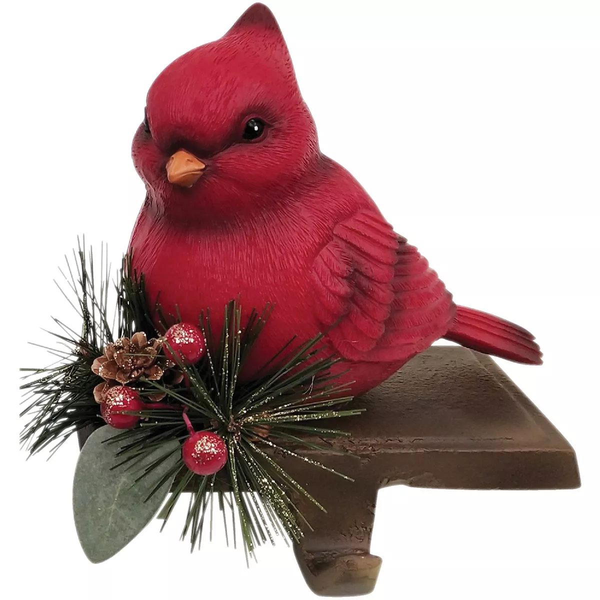 1-Stocking Resin Mantle Tail-Down Cardinal Stocking Holder