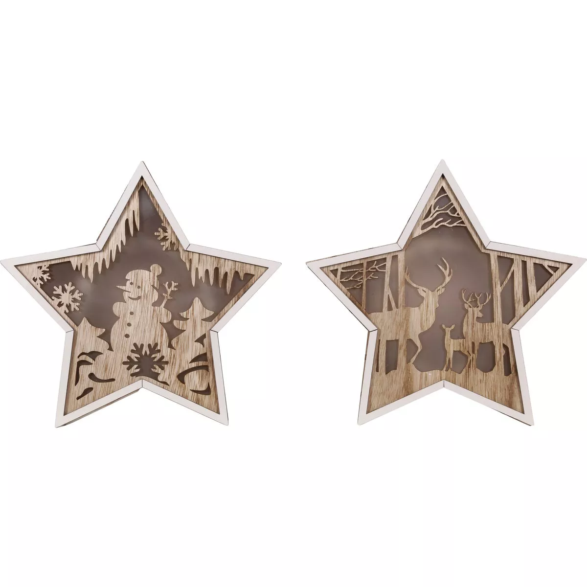 Alpine 2 In. W. x 9 In. H. x 10 In. L. Warm White LED Wooden Star