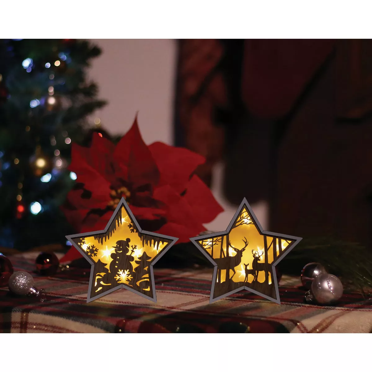 Alpine 2 In. W. x 9 In. H. x 10 In. L. Warm White LED Wooden Star - photo 2
