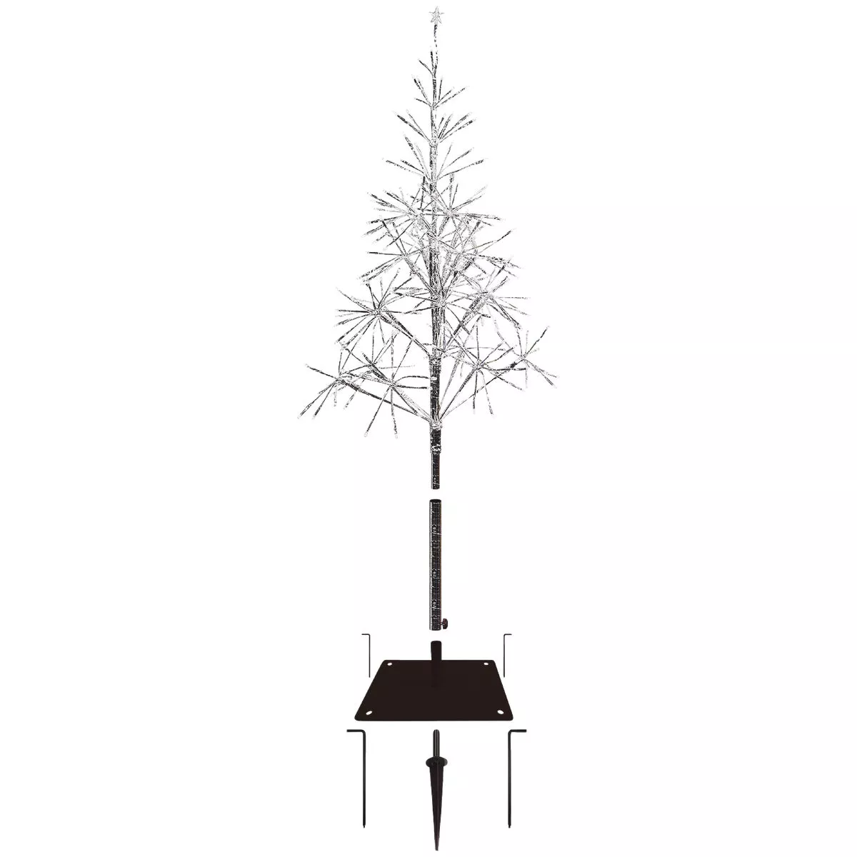 Alpine 53 In. Festive Silver 380-Bulb Warm White LED Prelit Artificial Christmas Tree