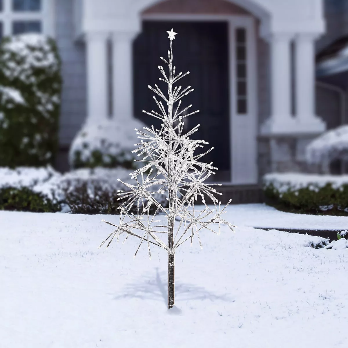 Alpine 53 In. Festive Silver 380-Bulb Warm White LED Prelit Artificial Christmas Tree - photo 3