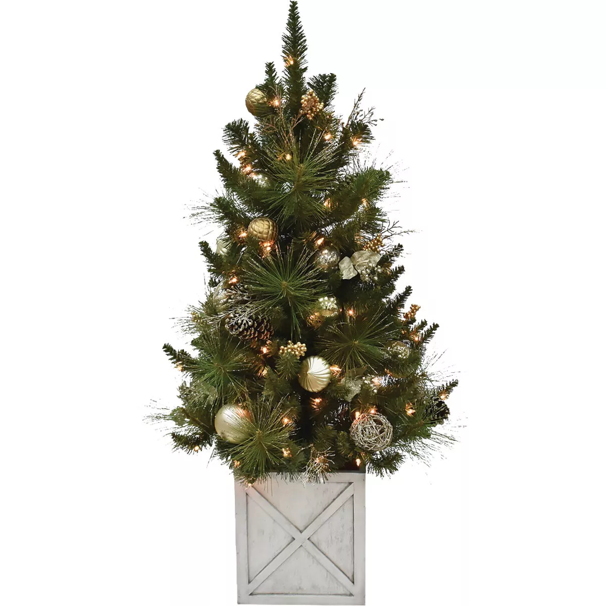 Farleigh 4.5 Ft. Silver & Gold Incandescent Prelit Front Door Christmas Tree