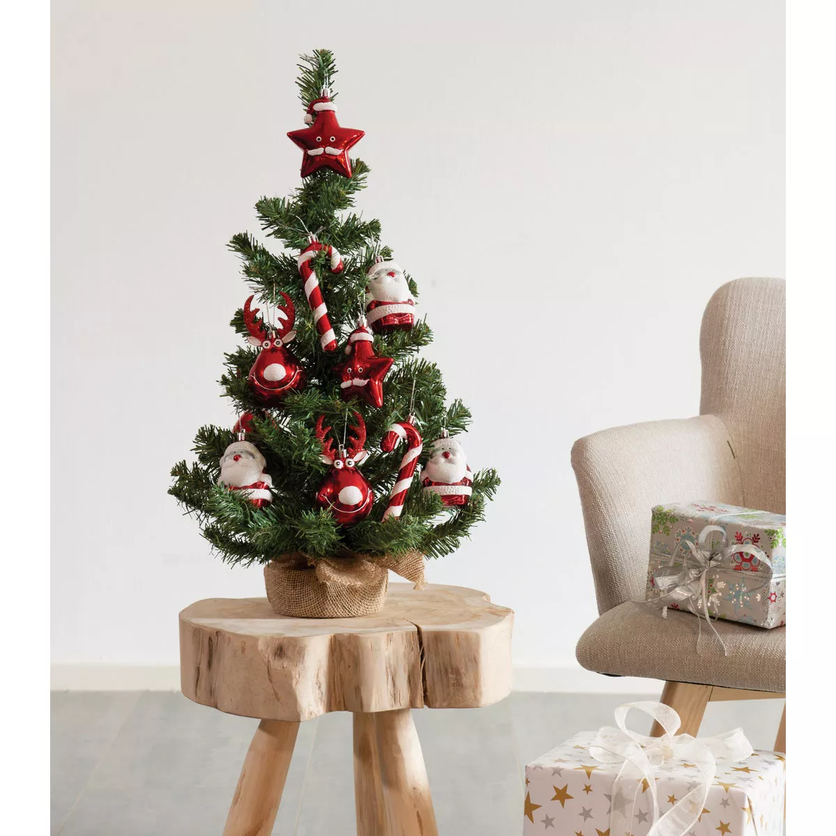 Everlands Imperial 2 Ft. Mini Christmas Tree with Red Colored Ornaments ...