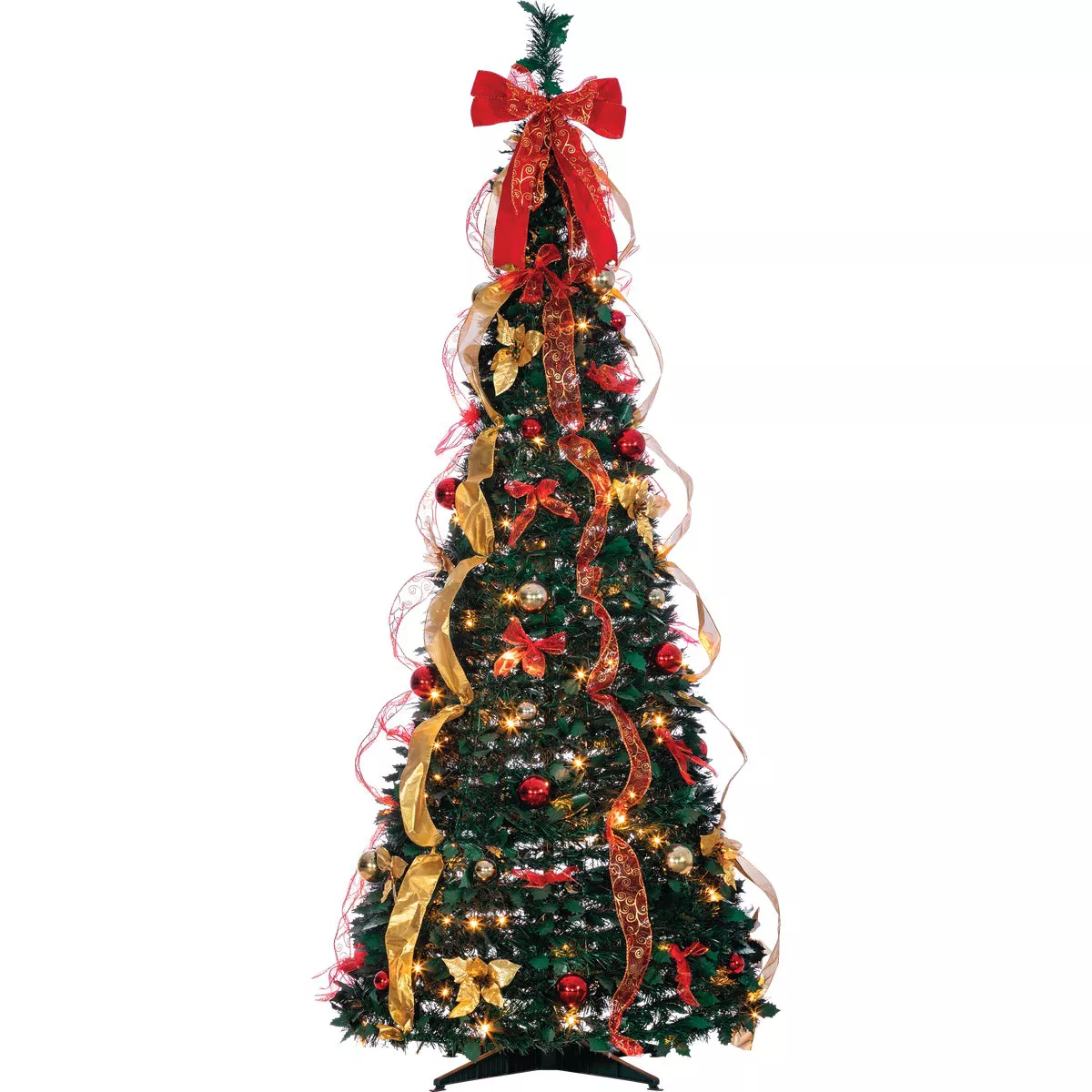 Gerson 6 Ft. Pine Pop-Up 150-Bulb Warm White Prelit Artificial Christmas Tree
