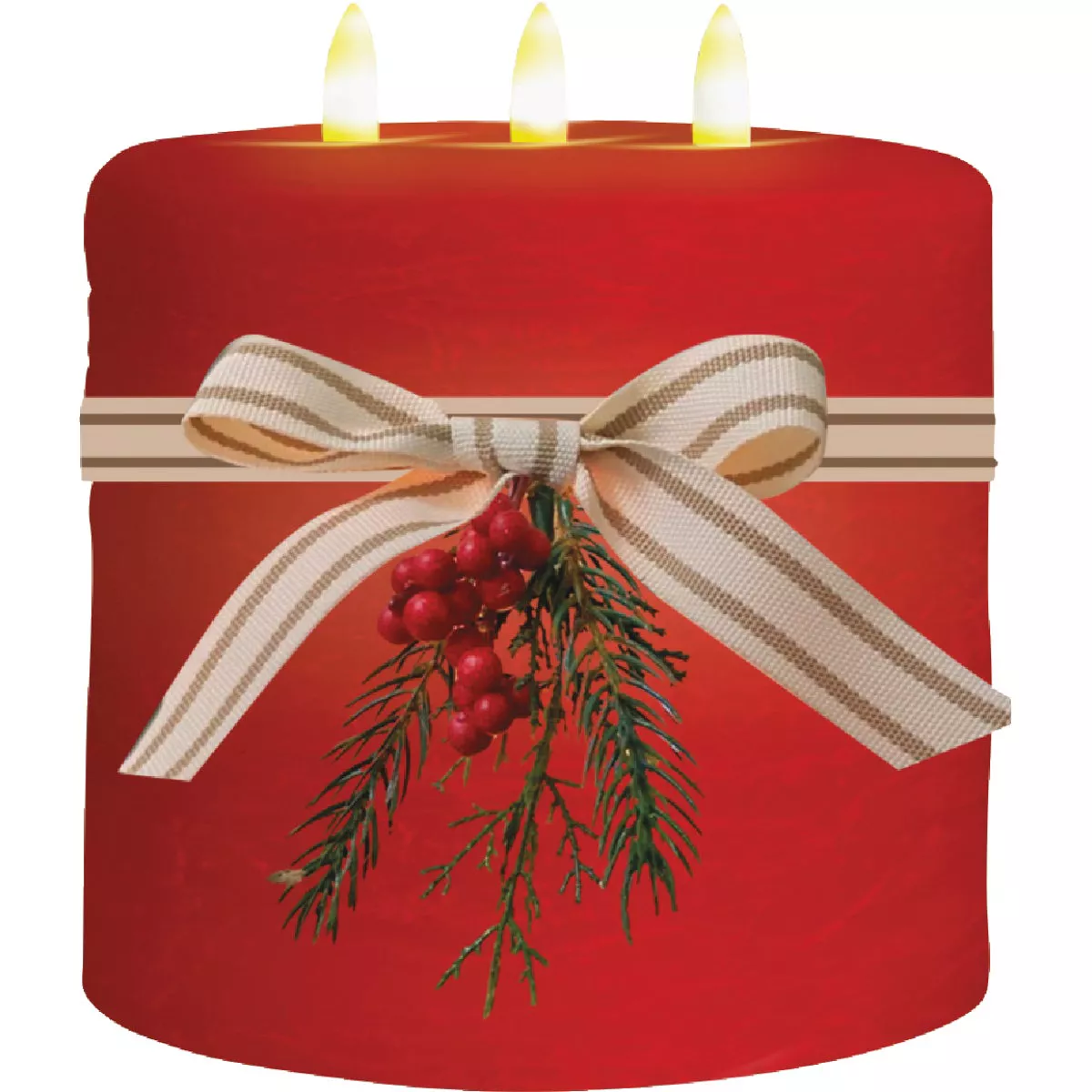 Life Home Products 6 In. x 6 In. Crimson Red 3-Wick LED Signature Candle