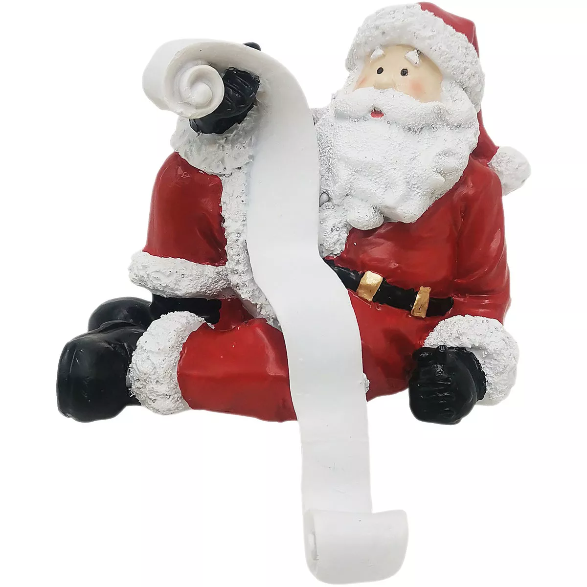 1-Stocking Resin Mantle Santa Checking List Stocking Holder