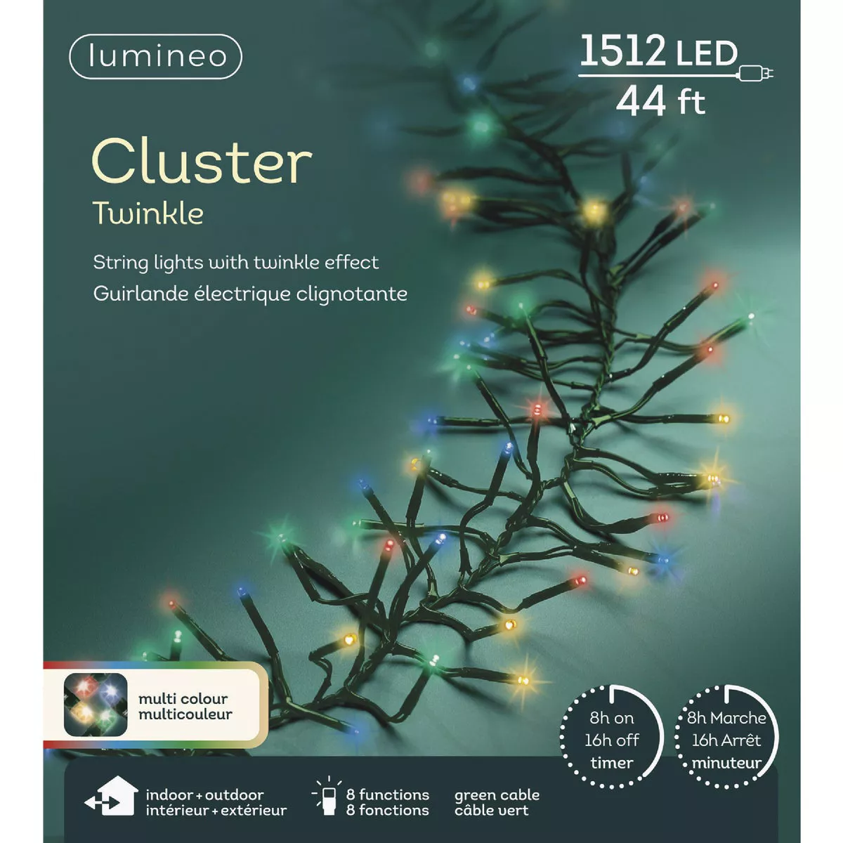 Lumineo 44 Ft. Multi 8-Function LED Cluster Light Set