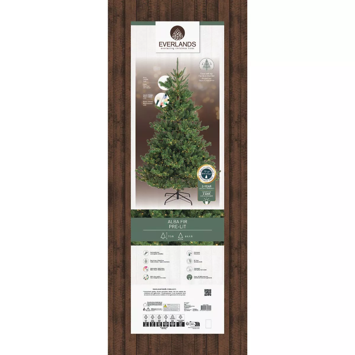 Everlands 7.5 Ft. Warm White/Multi LED Alba Fir Christmas Tree - photo 2