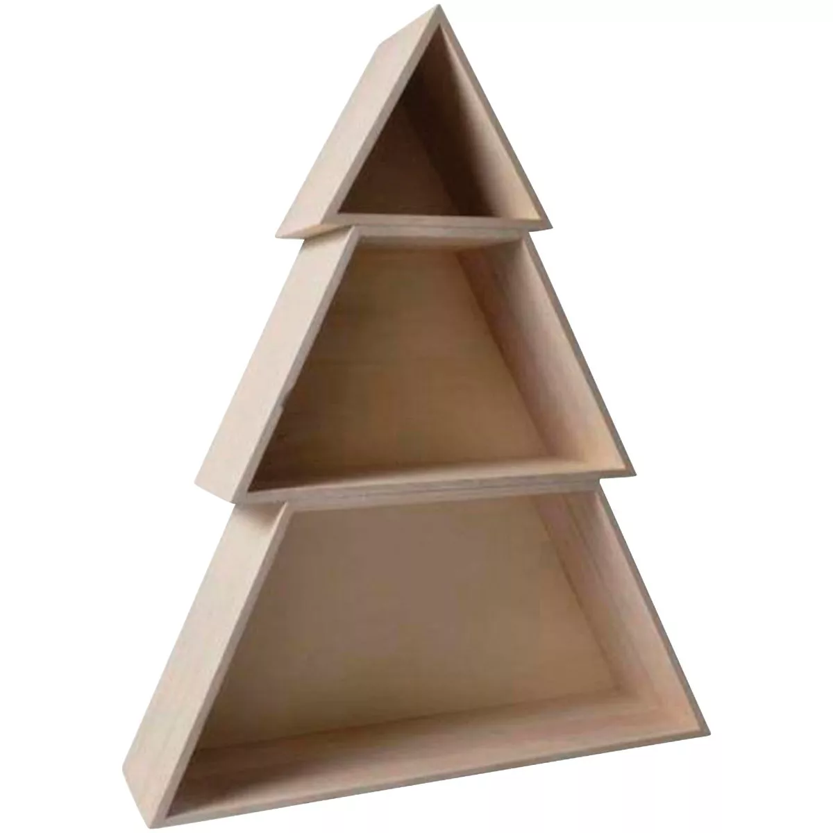 18 In. White Wash Wood Christmas Tree with Shelves