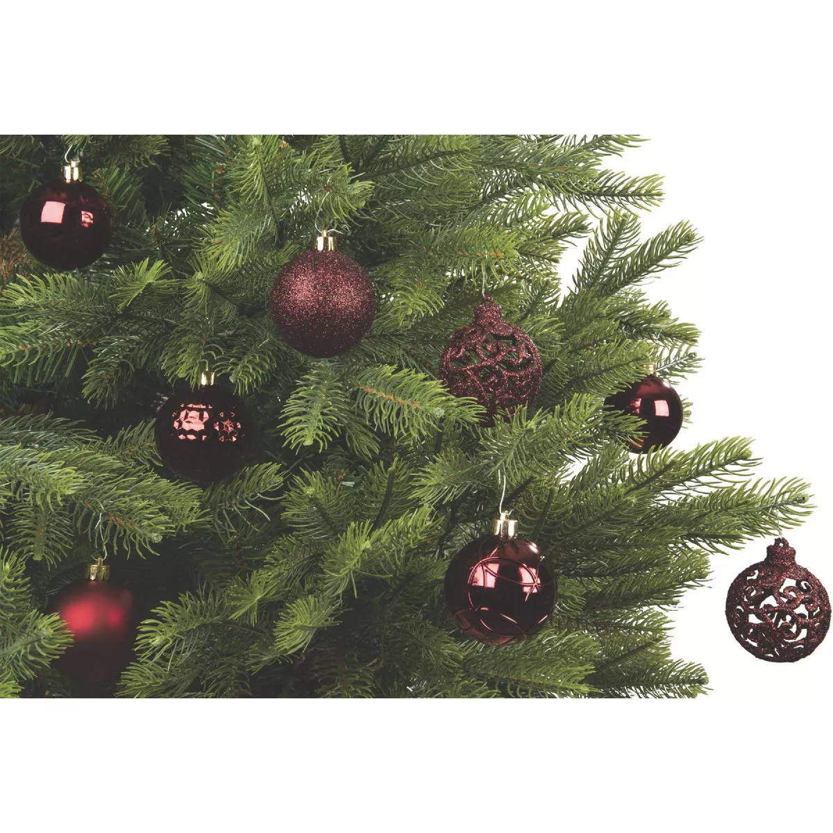 Decoris 2.4 In. Shatterproof Oxblood Bauble Christmas Ornament (37-Pack) - photo 3