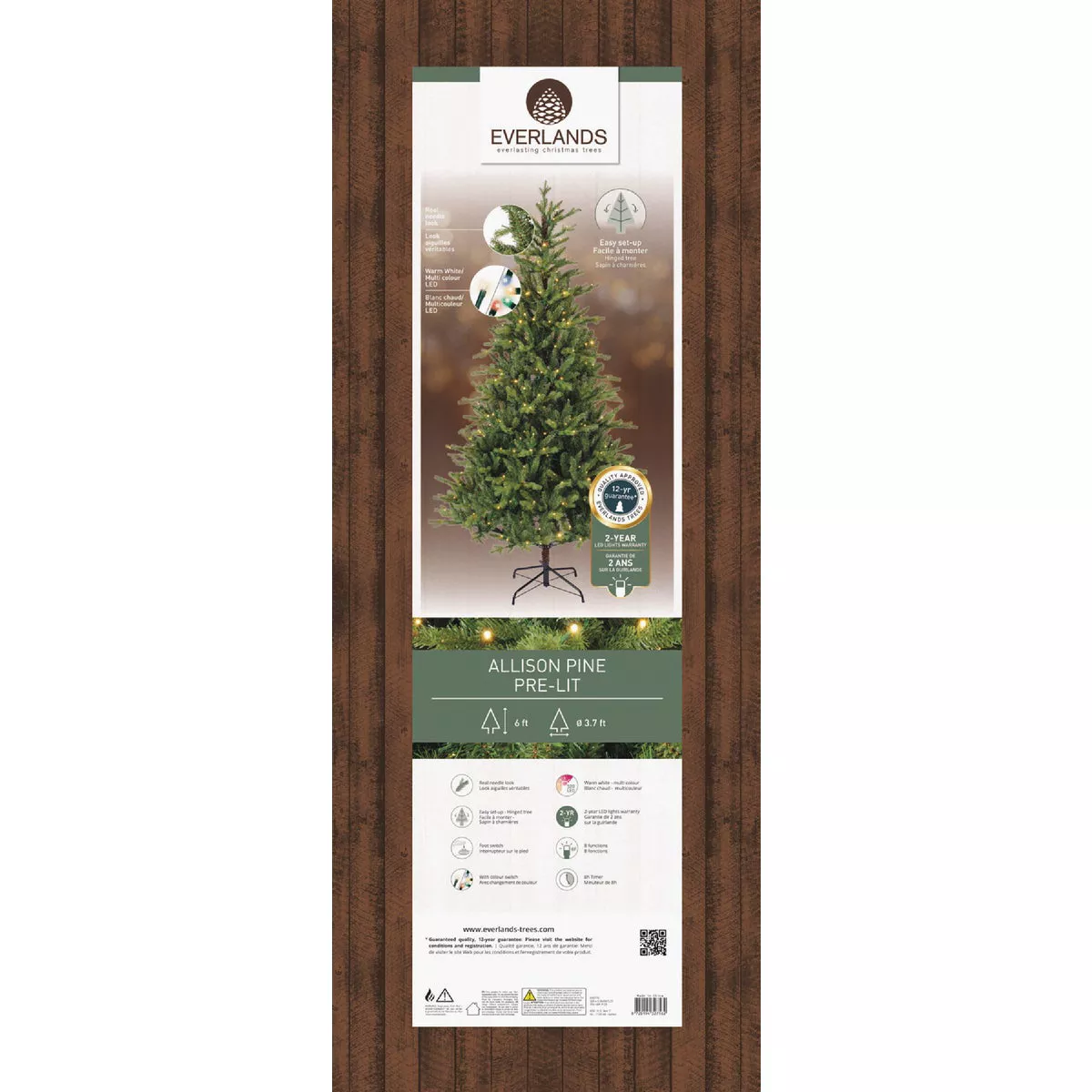 Everlands 6 Ft. Warm White/Multi LED Allison Pine Christmas Tree - photo 4