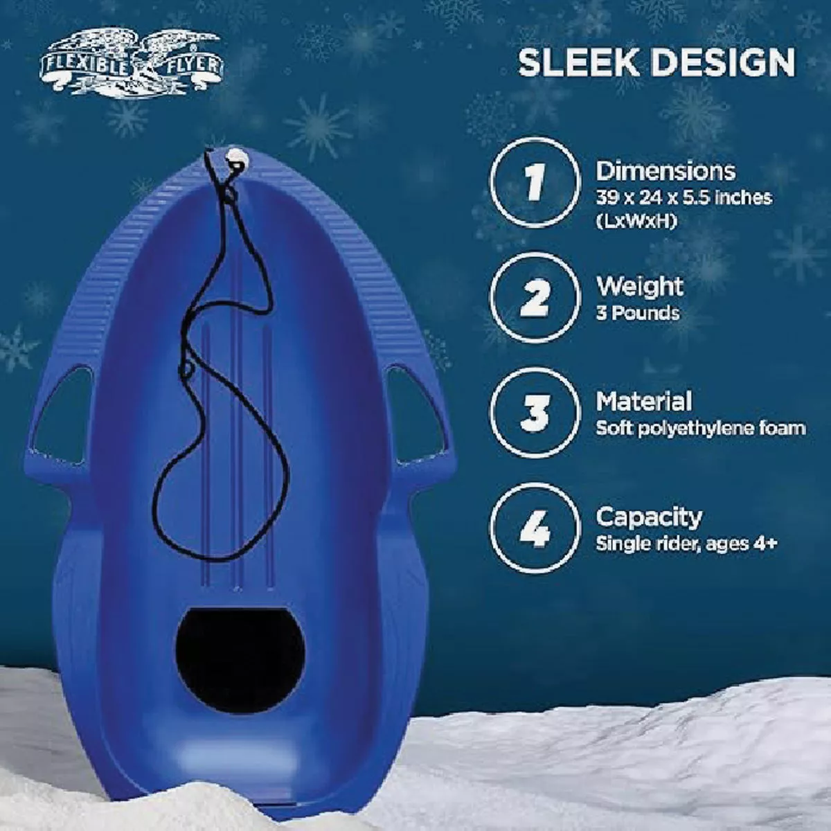 Flexible Flyer Spitfire Polyethylene 39 In. Snow Sled - photo 3