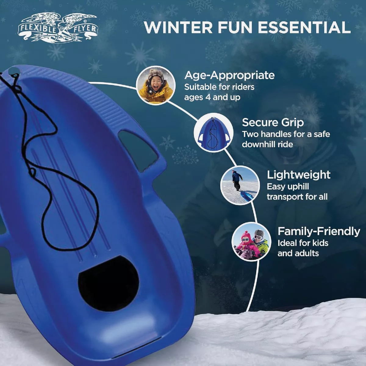 Flexible Flyer Spitfire Polyethylene 39 In. Snow Sled - photo 2