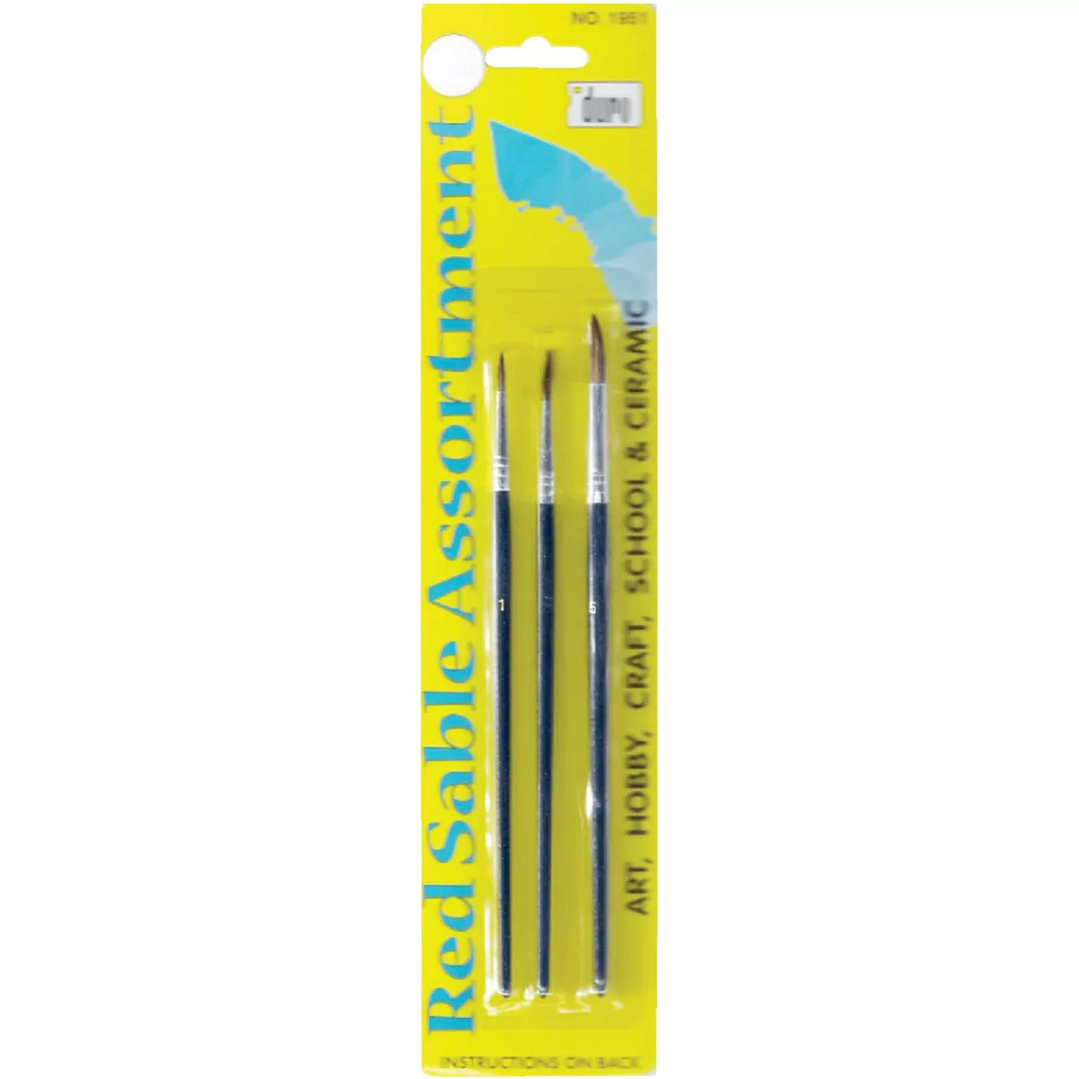 Duro Assorted Sizes Red Sable Artist Brush Set (3 Pieces)