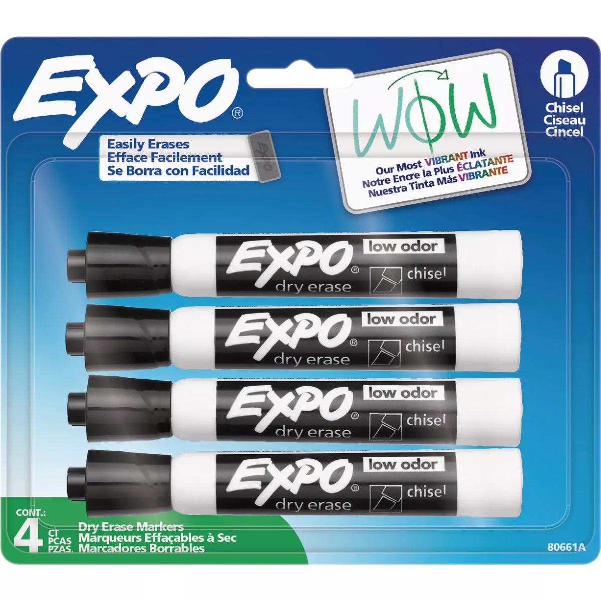 Expo Black Chisel Tip Dry Erase Marker (4-Pack) - photo 2