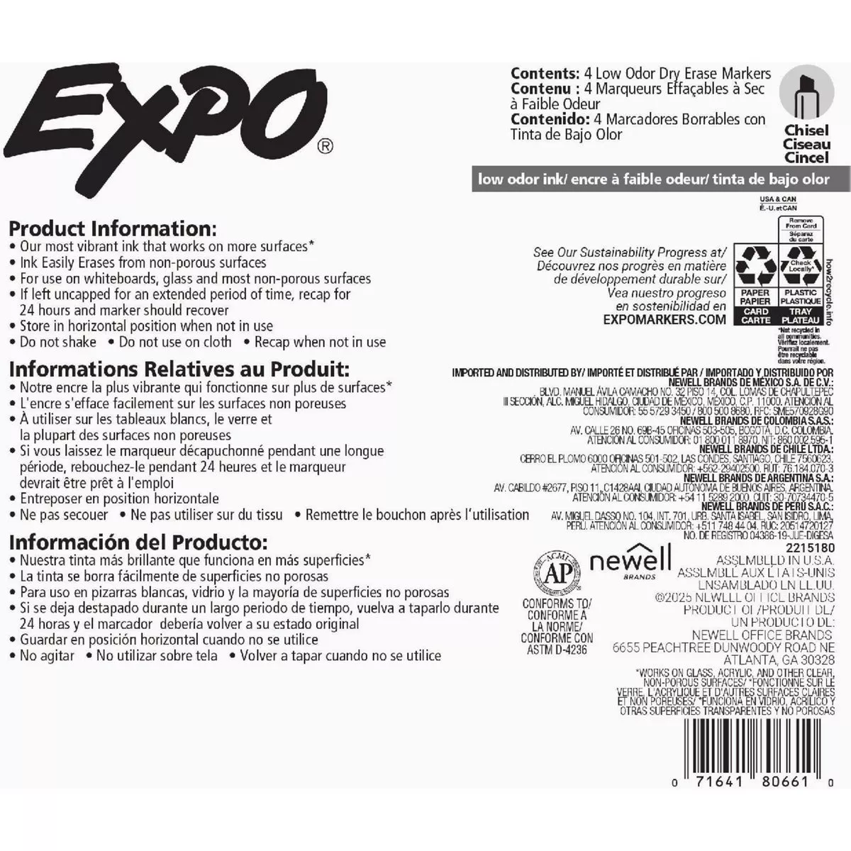 Expo Black Chisel Tip Dry Erase Marker (4-Pack) - photo 3