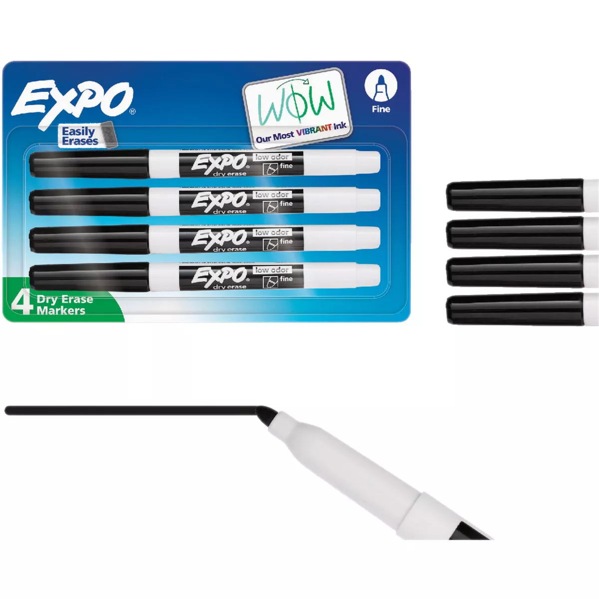 Expo Black Fine Point Low Odor Dry-Erase Marker (4-Pack)