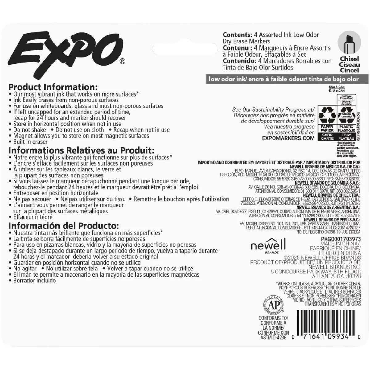 Expo Assorted Color Chisel Tip Magnetic Dry Erase Markers with Eraser (4-Pack) - photo 6