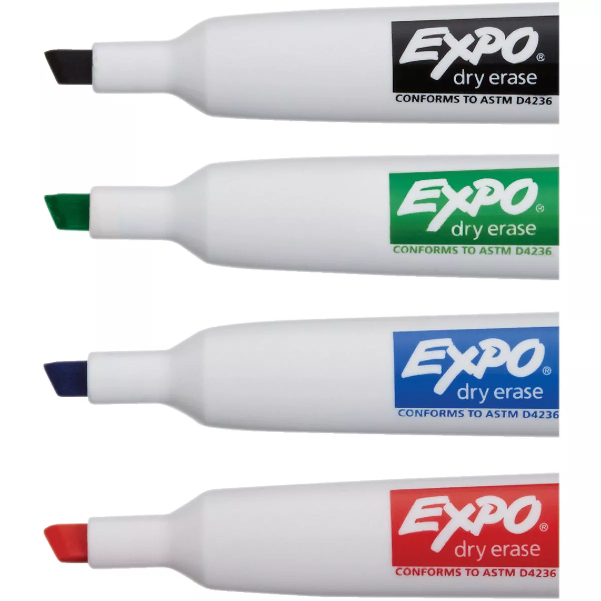 Expo Assorted Color Chisel Tip Magnetic Dry Erase Markers with Eraser (4-Pack) - photo 7