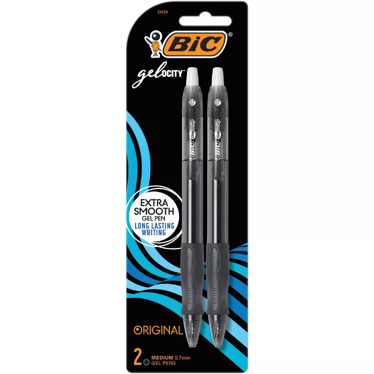 Bic Velocity Gel Medium Point Black Retractable Pen (2-Pack)
