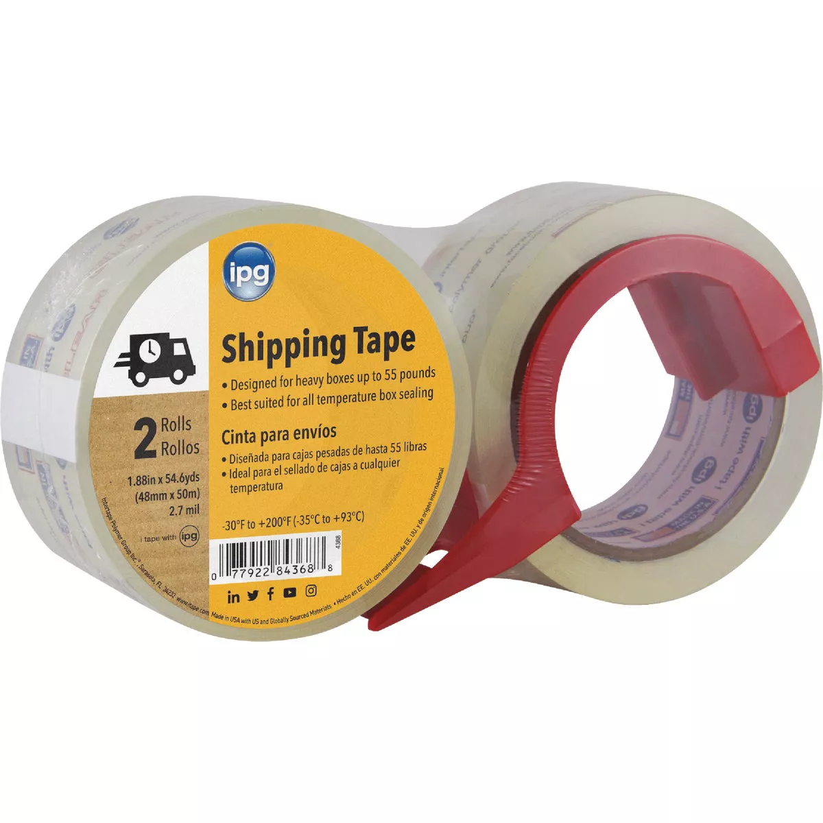 IPG 1.88 In. X 54.6 Yd. Clear Film Carton Sealing Tape (2 Pack)