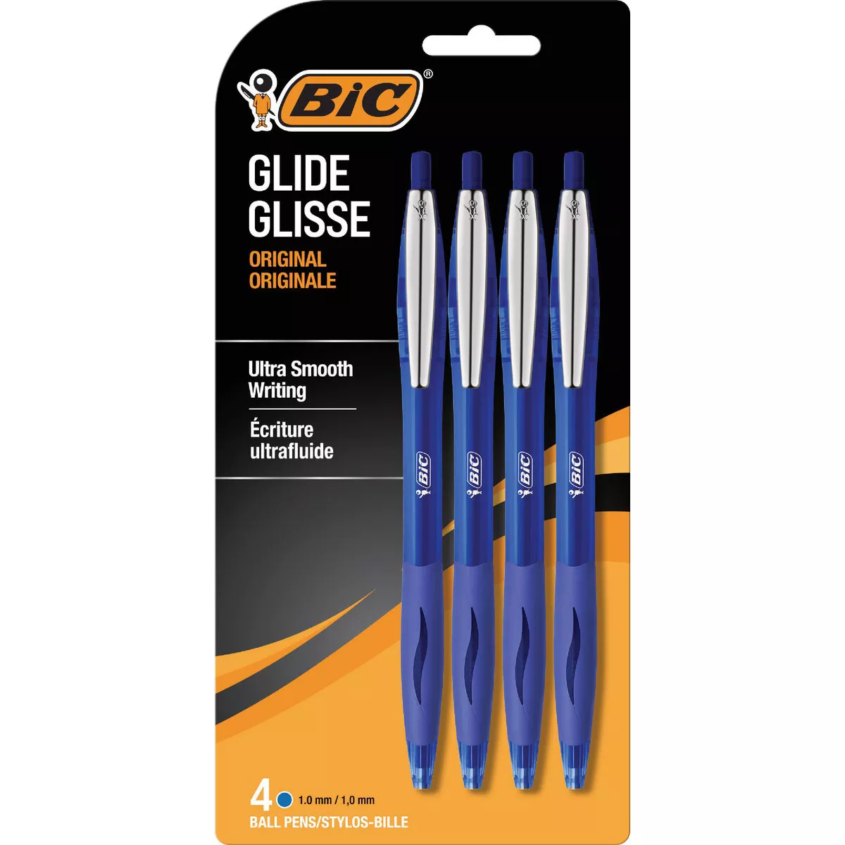BIC Glide Original Medium Point Blue Ball Pen (4-Pack)
