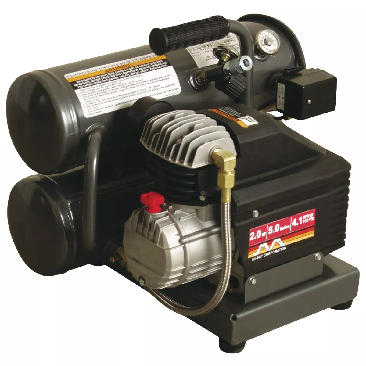 Mi-T-M 5 Gal. Portable 100 psi Twin-Stack Air Compressor