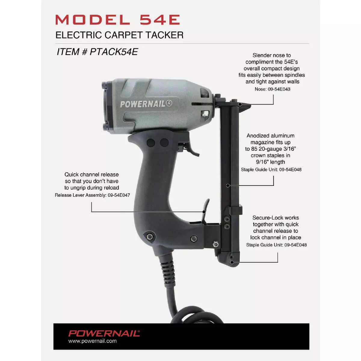 Powernail 20-Gauge 3/16 In. Electric Carpet Floor Stapler - photo 5