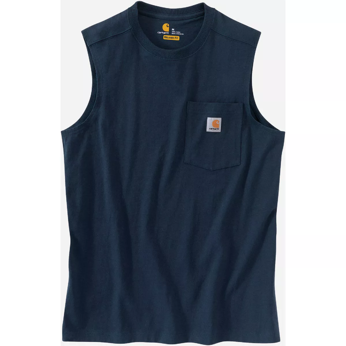 Carhartt Men's 3XL Regular Navy Sleeveless Heavyweight Pocket T-Shirt, Relaxed Fit