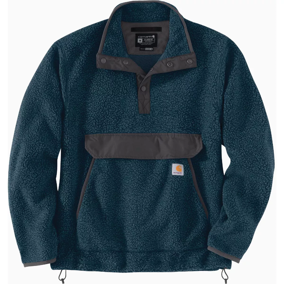 Carhartt Men's 2XL Tall Night Blue Heather Fleece Pullover Jacket, Relaxed Fit