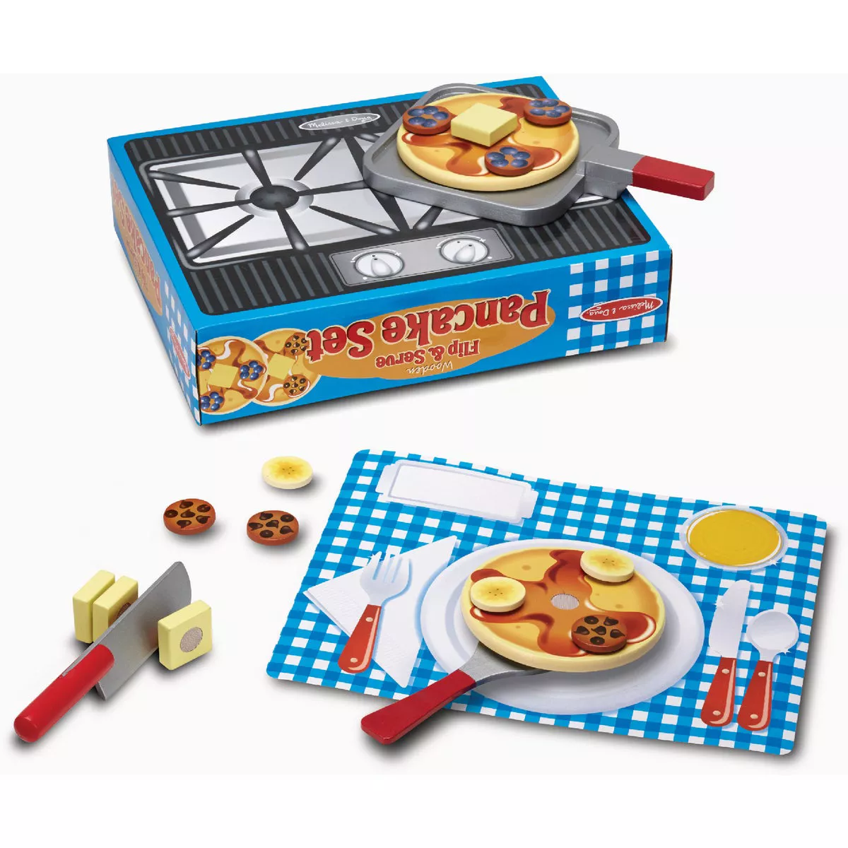 Melissa & Doug Wooden Flip & Serve Pancake Set