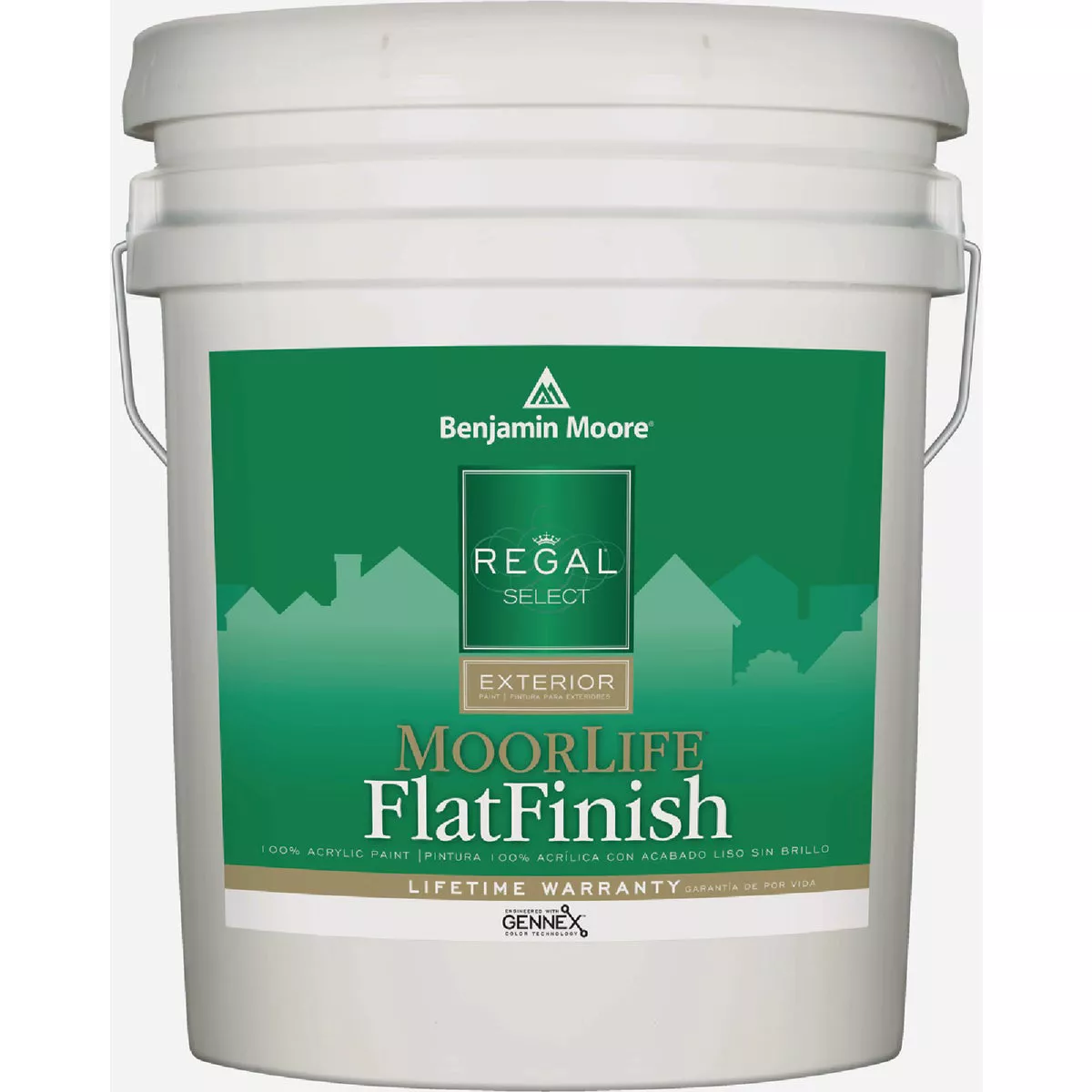 Benjamin Moore Regal Select MoorLife Acrylic Latex Flat Exterior House Paint, Ultra Base, 5 Gal.
