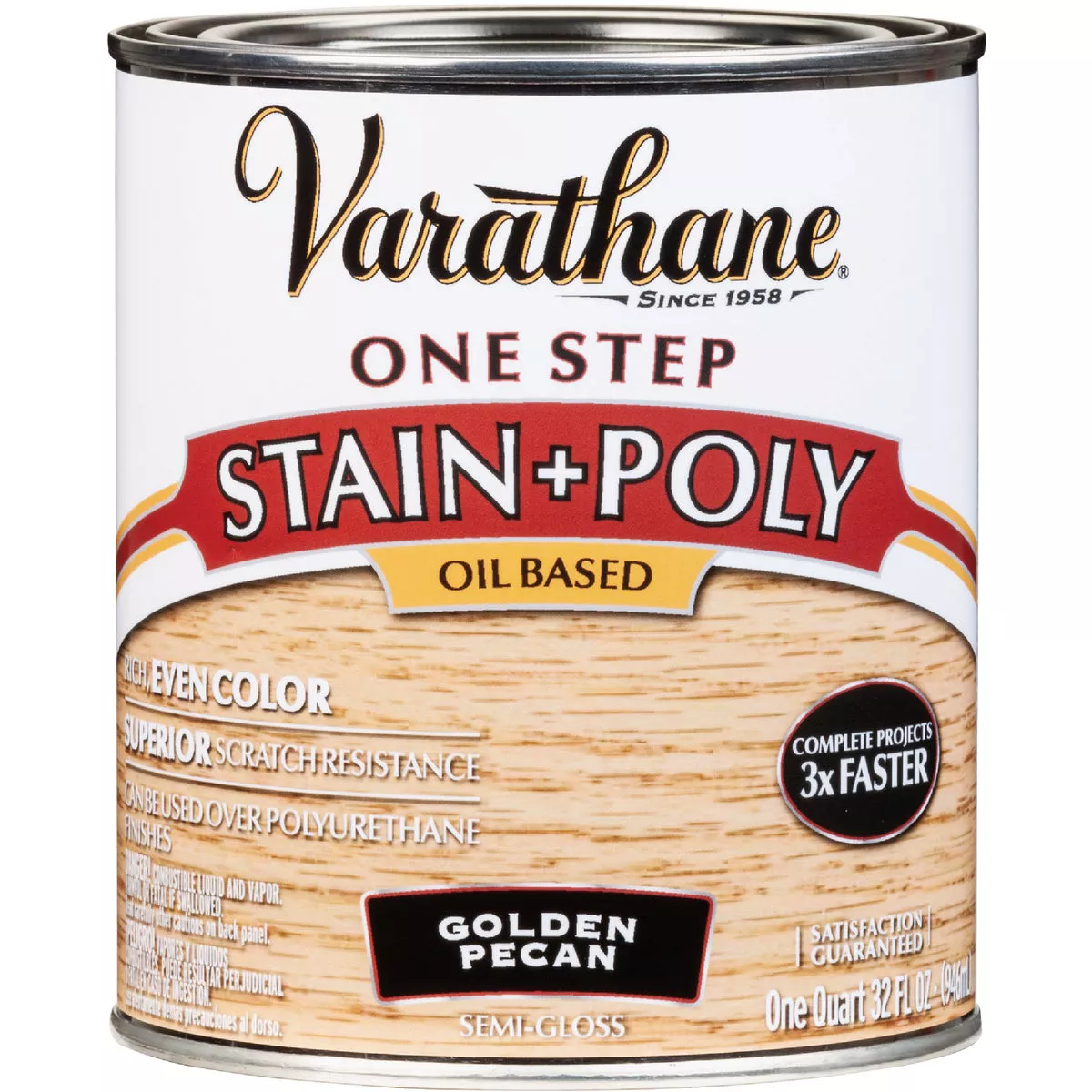 Varathane Semi-Gloss Golden Pecan One Step Interior Wood Stain and Polyurethane, 1 Qt.