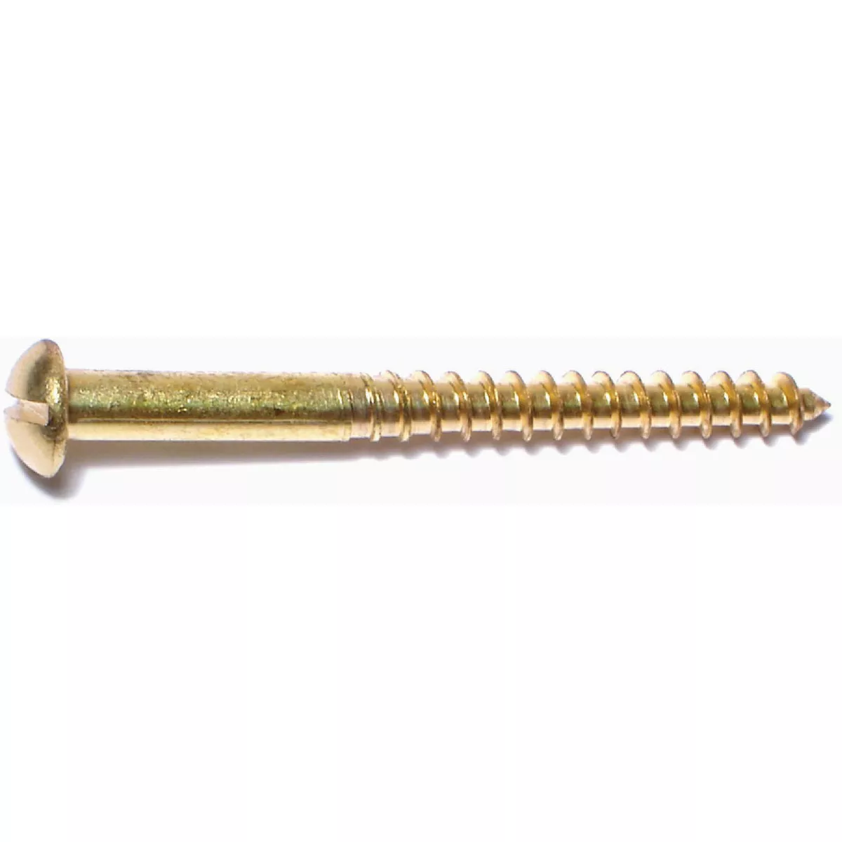 Midwest Fastener #12 x 2-1/2 In. Brass Slotted Round Head Wood Screws (11 Ct.)
