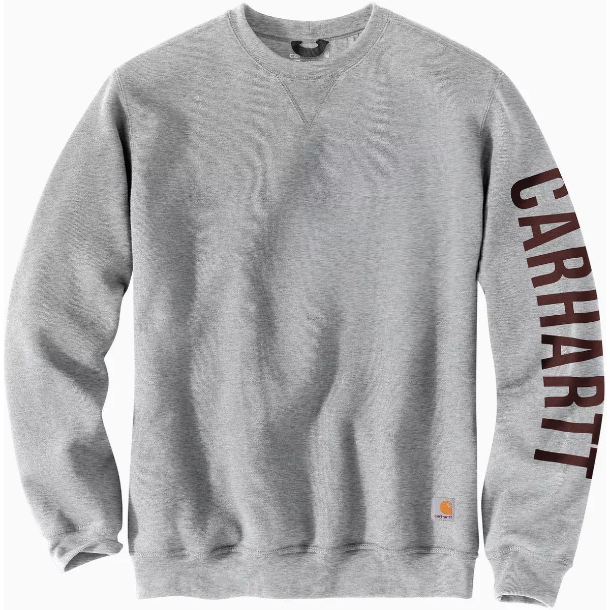 Carhartt Rain Defender Men's 4XL Regular Heather Gray Fleece-Lined Logo Graphic Crewneck Sweatshirt, Loose Fit