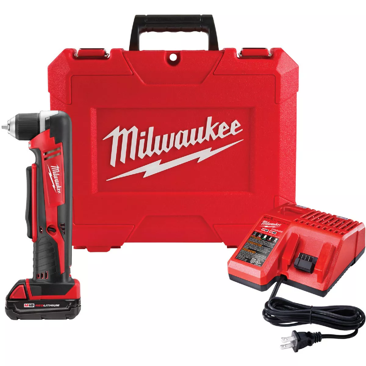 Milwaukee M18 18 V. 3/8 In. Keyless Cordless Right Angle Drill Kit with 1 Compact Battery