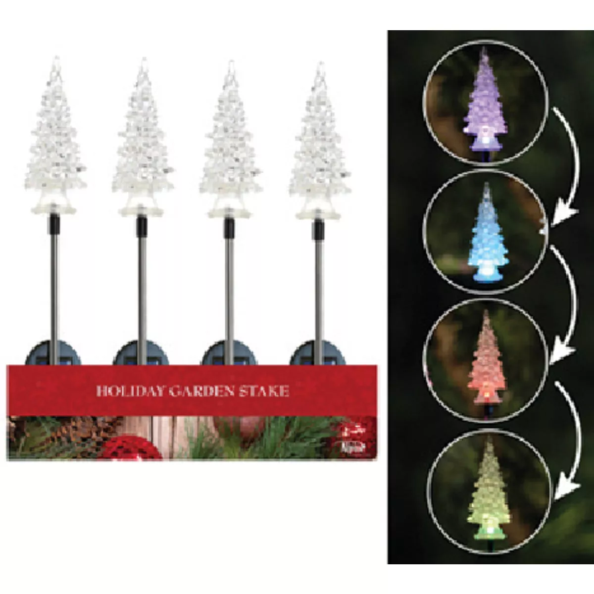 Alpine Solar Color Changing LED Christmas Tree Stake
