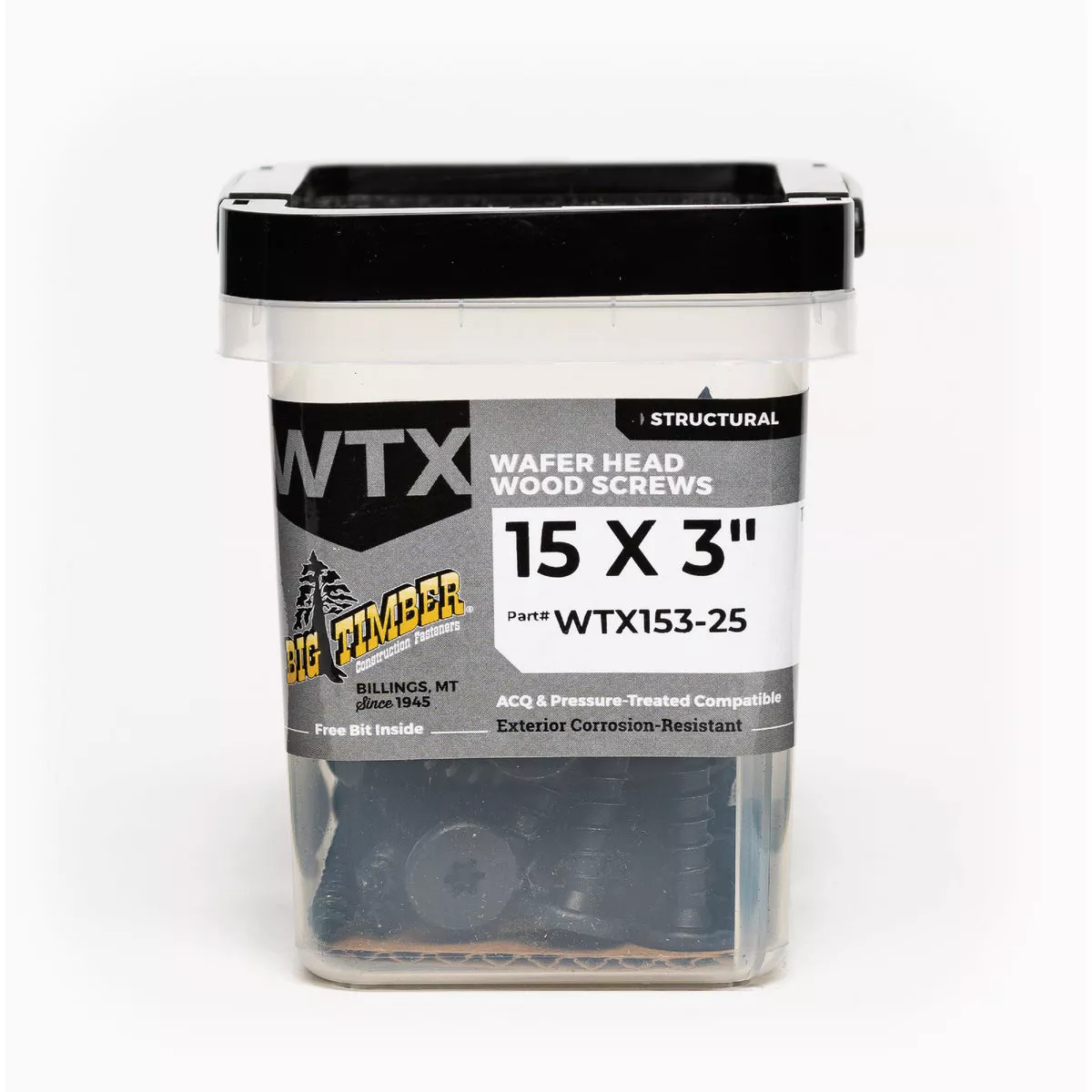 Big Timber #15 x 3 In. Black Wafer Head Wood Screw (25 Ct.)